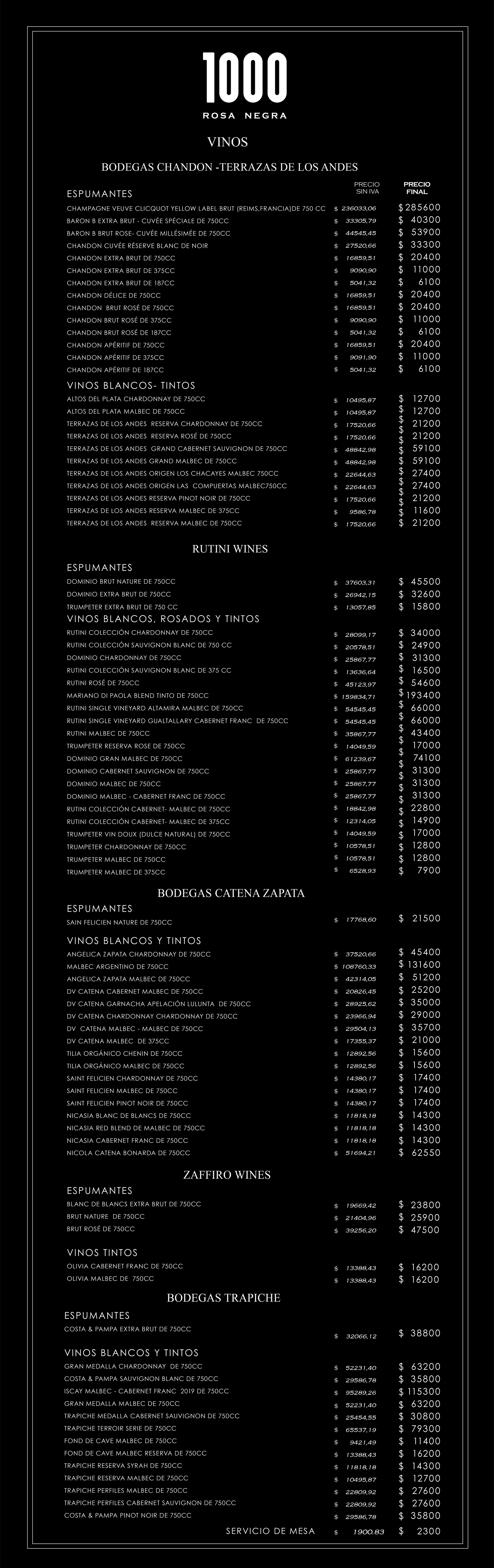 menu de vinos