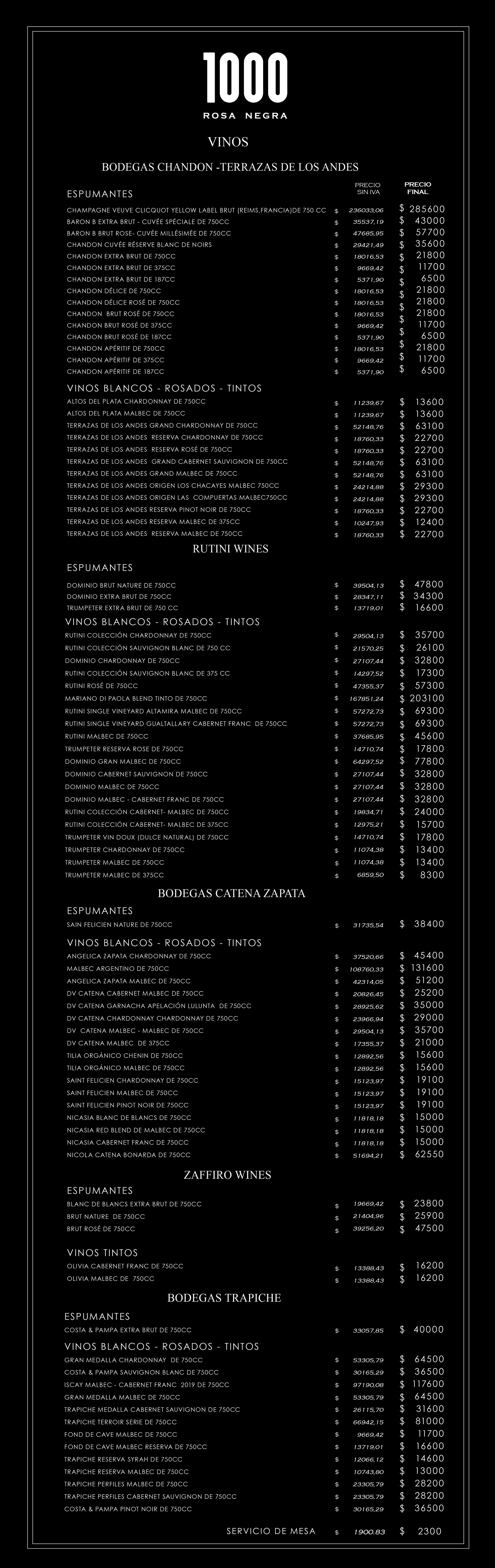 menu de vinos