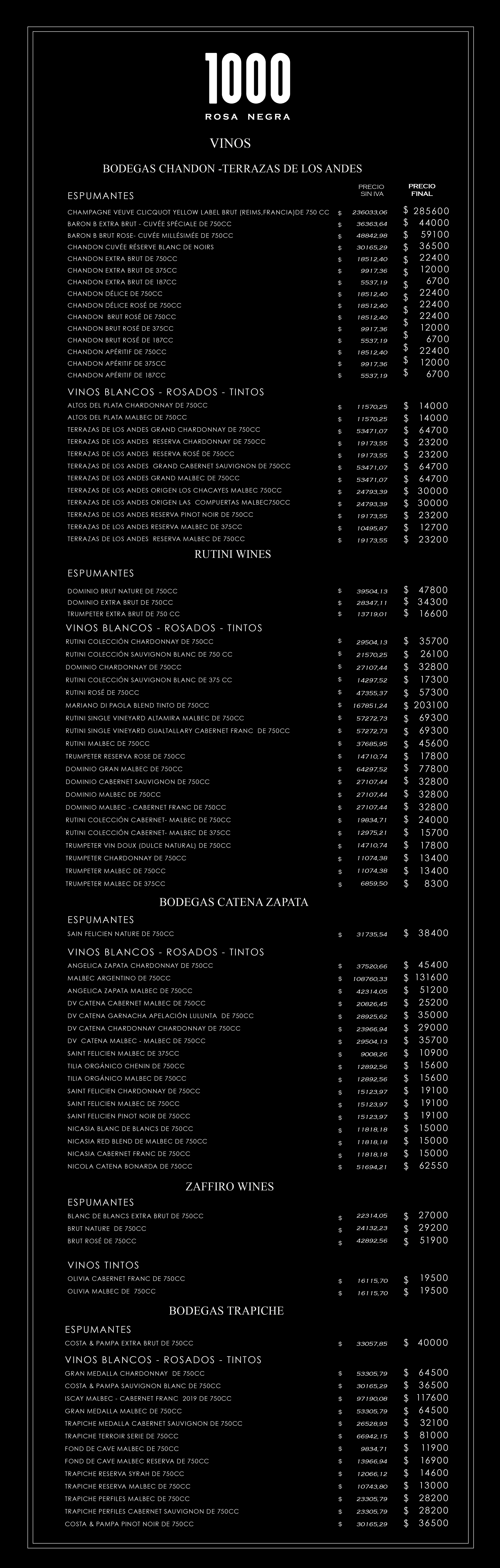 menu de vinos