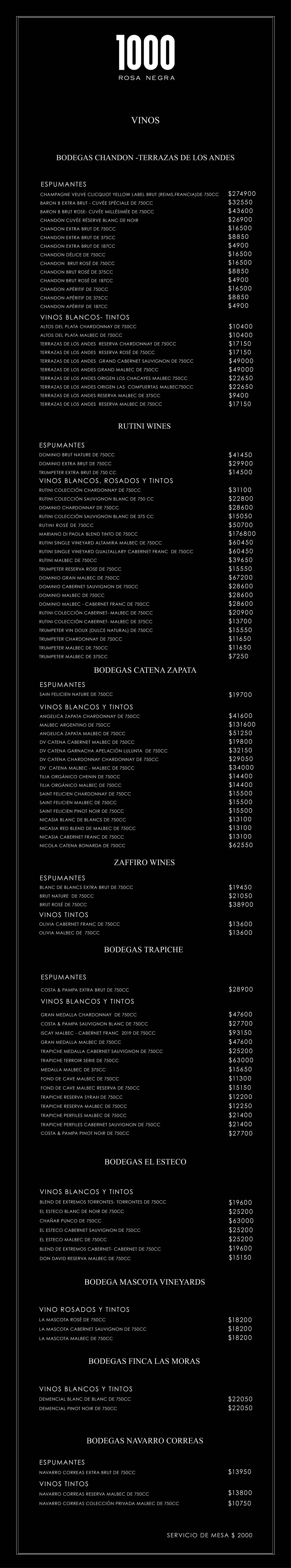 menu de vinos