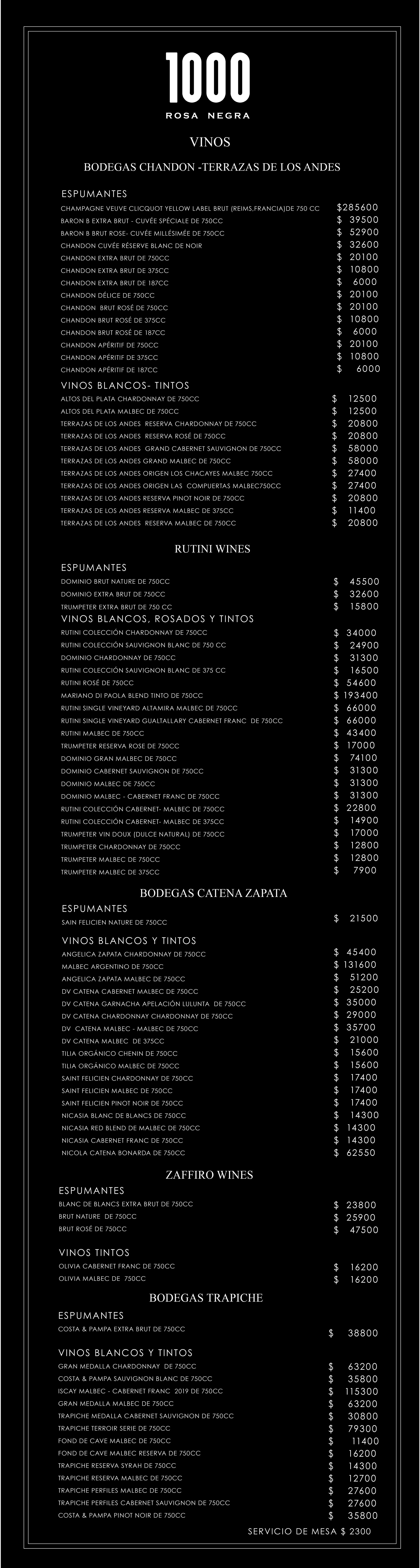 menu de vinos