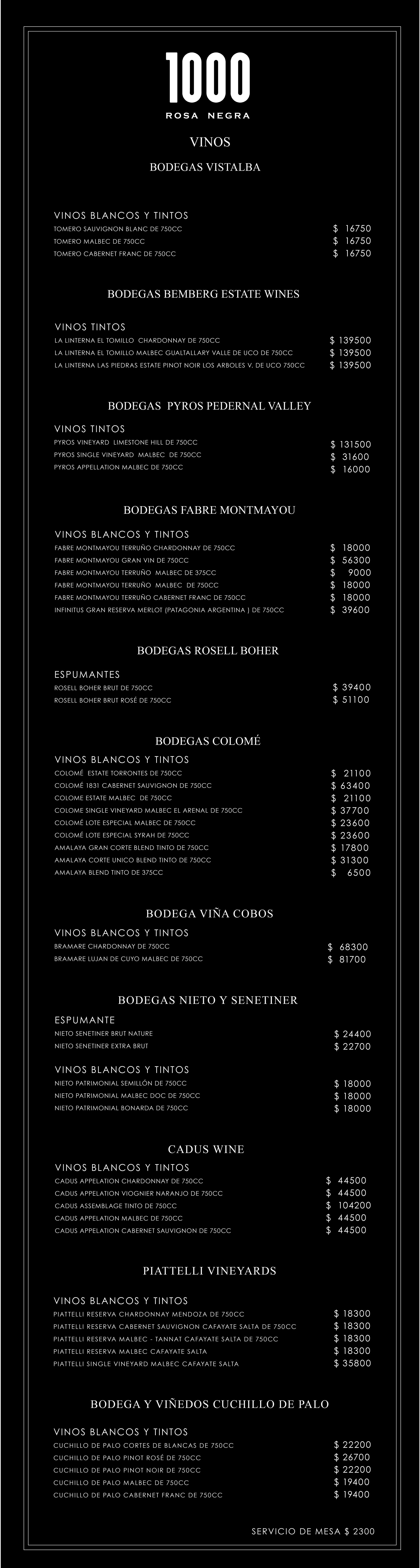 menu de vinos
