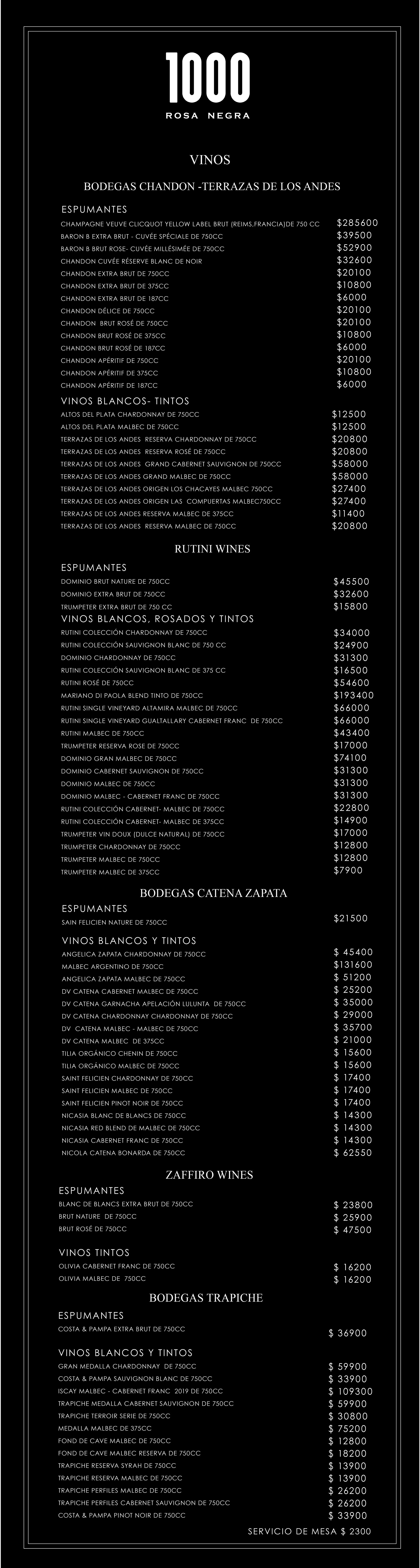 menu de vinos