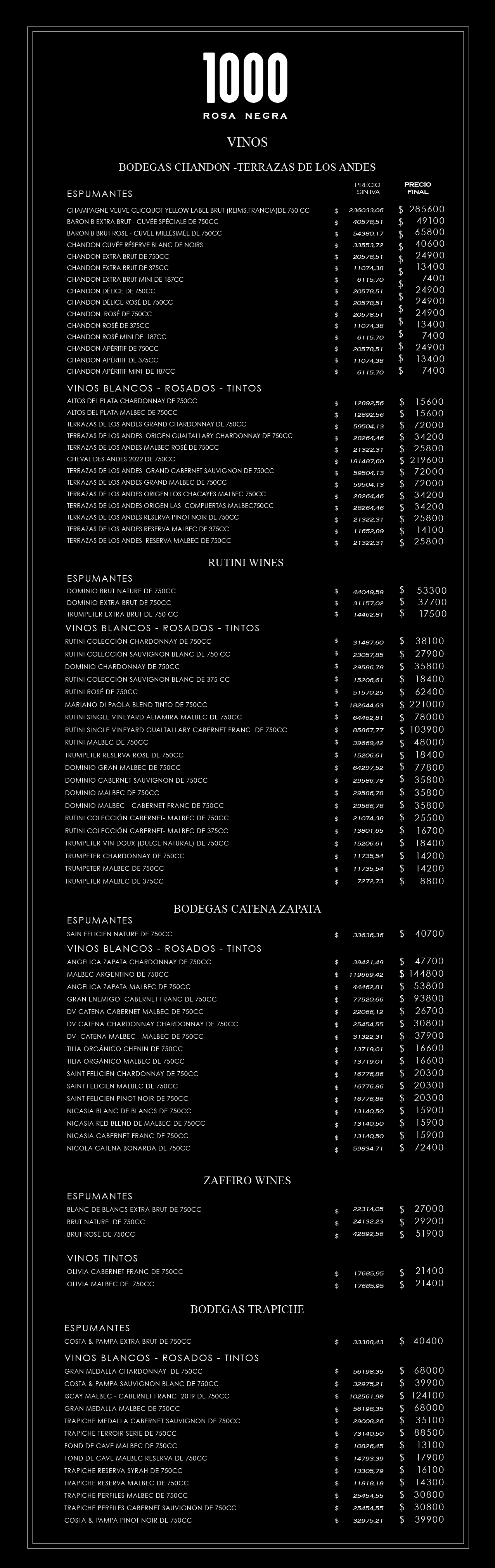 menu de vinos