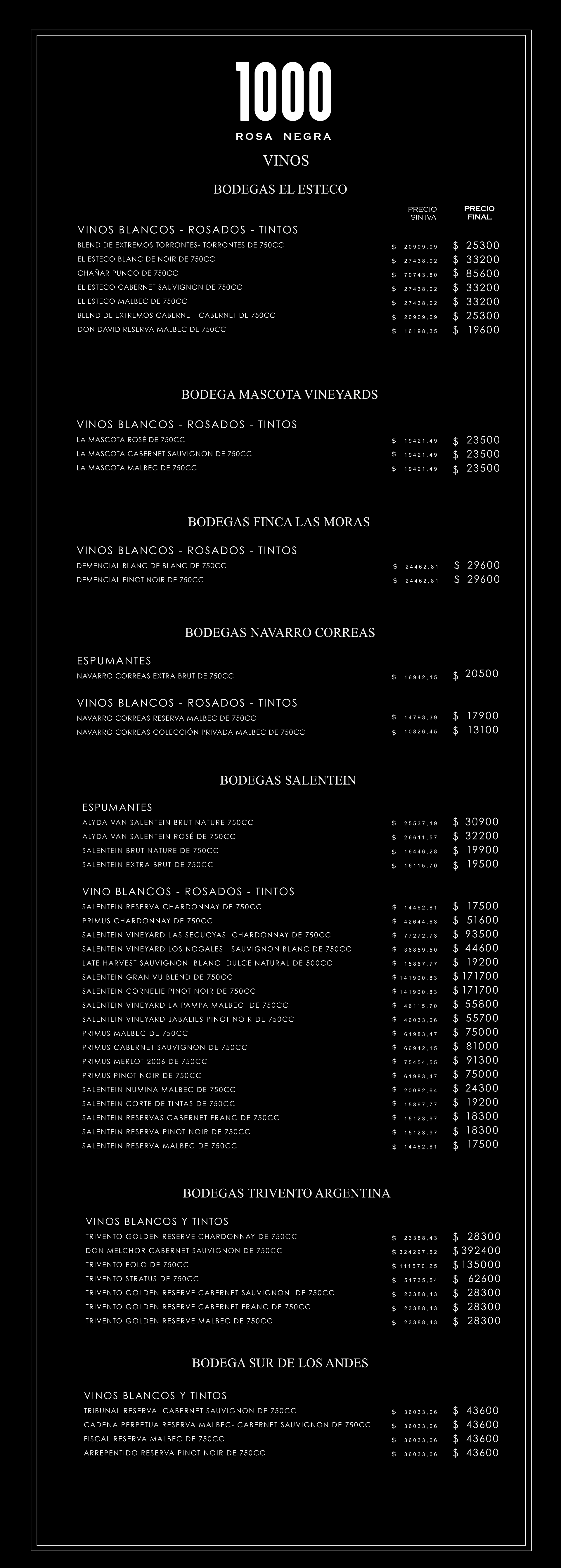 menu de vinos