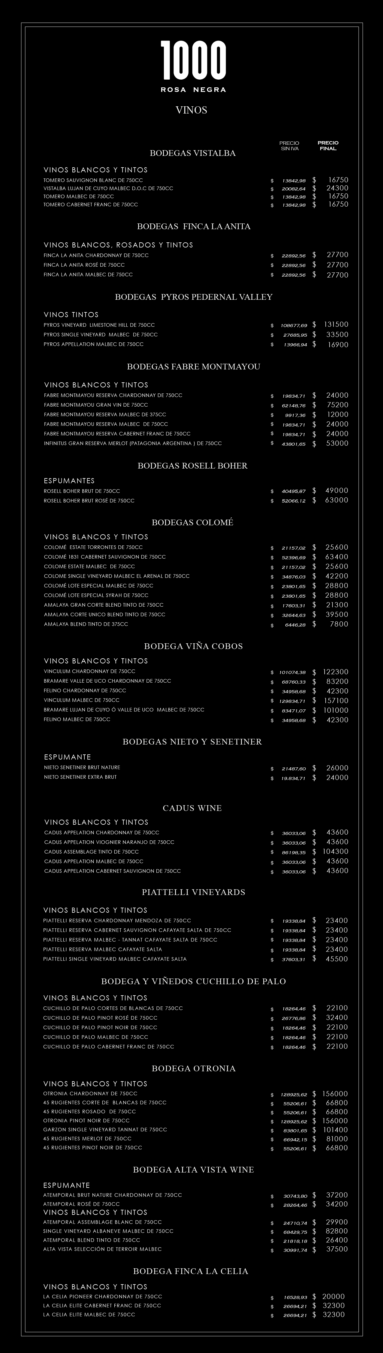 menu de vinos
